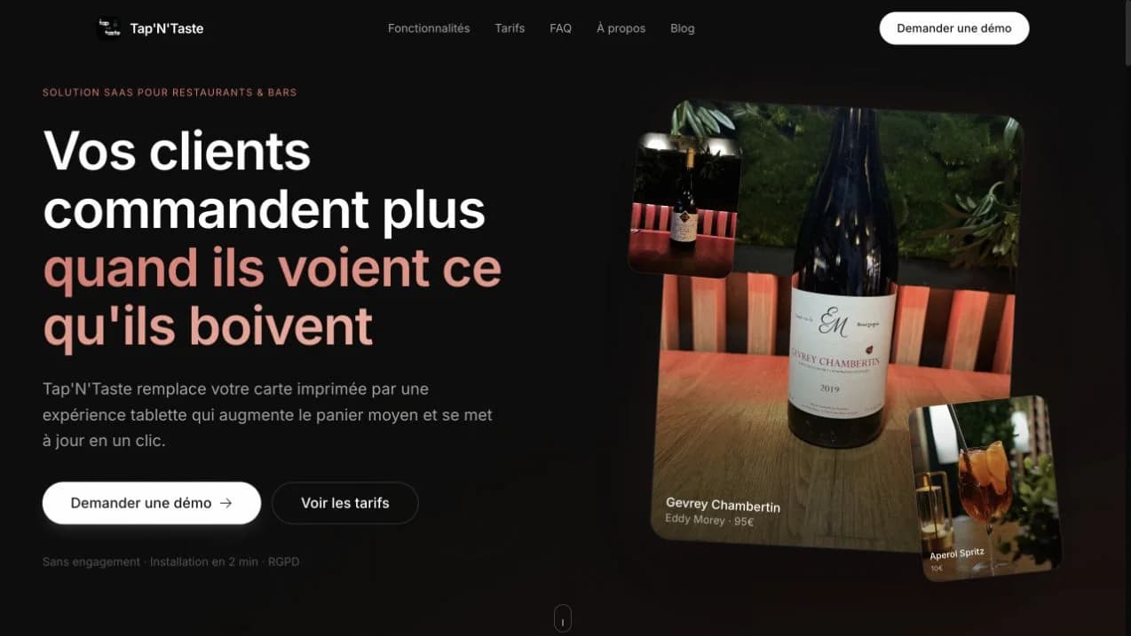 Tap’N’Taste, application tablette