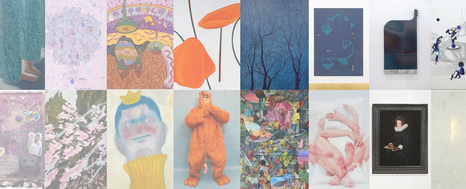 Mosaïque des œuvres présentées par les artistes de la Galerie PJ.